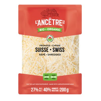 L'Ancetre Organic grated Swiss Emmental cheese 200g
