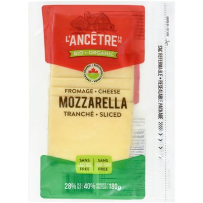 L'Ancetre Mozzarella. cheese (28% Mg) Past. Organic slice 180G