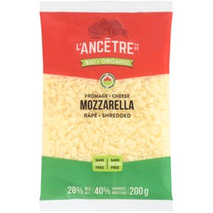 L'Ancetre Cheese Mozzarella Shredded Organic 28% M.F. 200 g