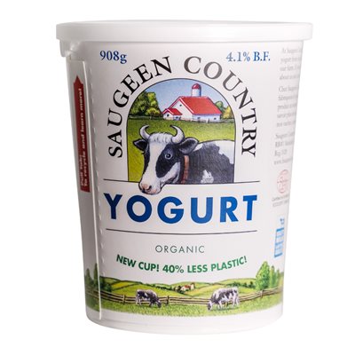 Saugeen Country Yogourt Nature Biologique A La Crème 908G