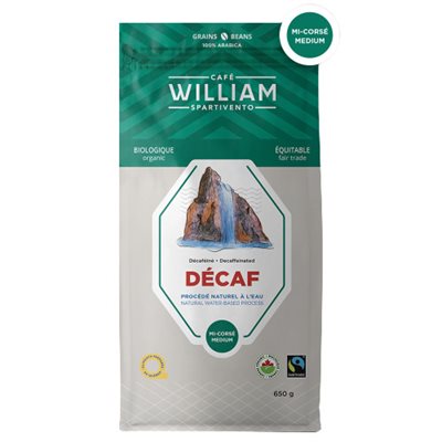 Cafe William Organic Decaf medium coffee 650g