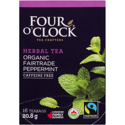 Four O'Clock Tisane Biologique équitable Menthe Poivrée 16 Sachets 20.8 g