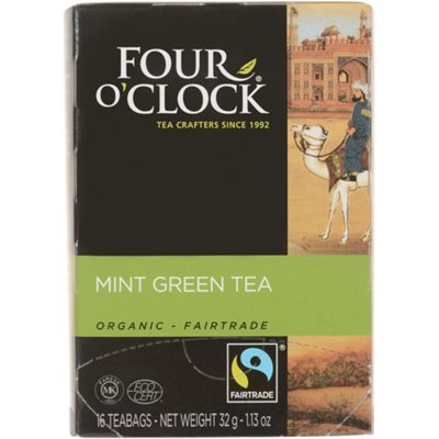 Four O'Clock Organic Fairtrade Mint Green Tea 16 Teabags 32 g 16s