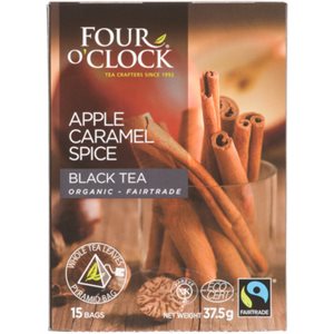 Four O'Clock Pomme Caramel épicé Thé Noir Biologique équitable 15 Sachets 37.5 g