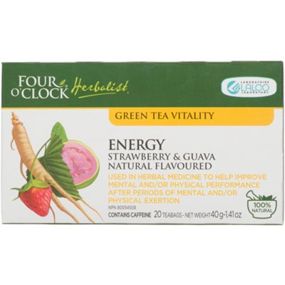 Four O'Clock Herbalist Green Tea Vitality Energy 20 Tea Bags 40 g 20S