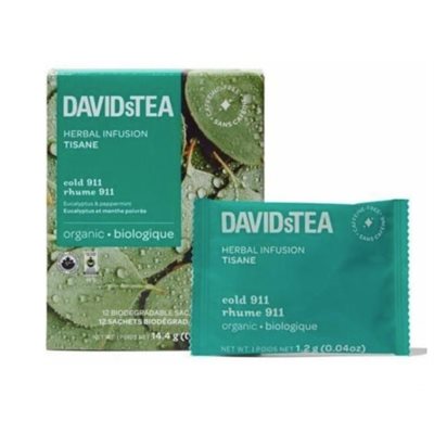 David's Tea thé rhume 911 (biologique) 12 sachets David's Tea thé rhume 911 (biologique) 12 sachets