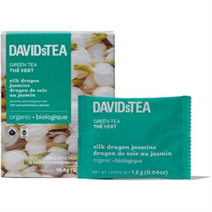 David's Tea Silk Dragon Jasmine Tea (Organic) 12 sachets