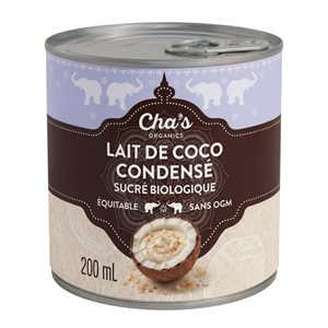Cha's Organics Lait de coco condensé sucré biologique 200ml