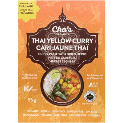 Cha's Organics Curry Paste with Dried Herbs Thai Yellow Curry 55 g