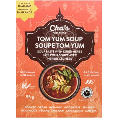 Cha's Organics Pâte pour Soupe avec Herbes Séchées Soupe Tom Yum 55 g