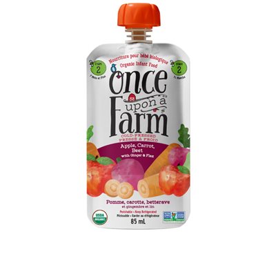 Once Upon A Farm Aliments Pour Bébés Biologiques Pressés À Froid - Pomme, Carotte, Betterave Et Gingembre Et Lin 85Ml Once Upon A Farm Aliments Pour Bébés Biologiques Pressés À Froid - Pomme, Carotte, Betterave Et Gingembre Et Lin 85Ml