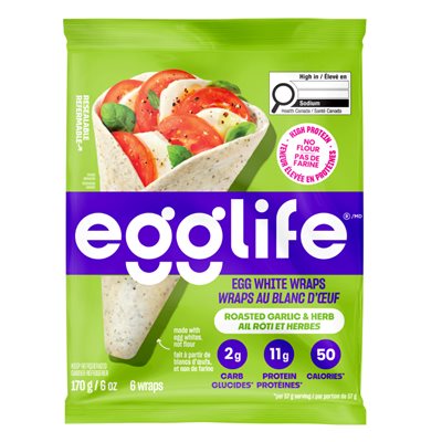 Egglife - Wraps Au Blanc D'Œuf Ail Rôti Et Herbes 170g Egglife - Wraps Au Blanc D'Œuf Ail Rôti Et Herbes 170g