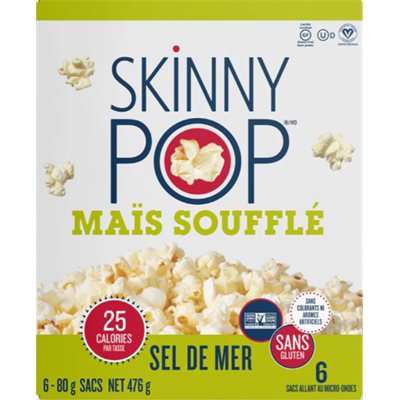Skinny Pop Maïs Soufflé Au Micro-Ondes Sel De Mer 476G Skinny Pop Maïs Soufflé Au Micro-Ondes Sel De Mer 476G