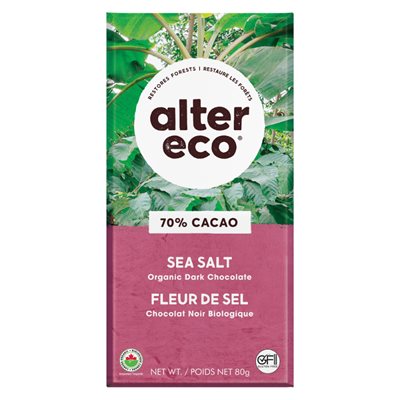Alter Eco Deep Dark Organic Chocolate Sea Salt 80 g 80g