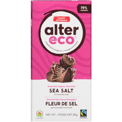 Alter Eco Deep Dark Organic Chocolate Sea Salt 80 g 80g
