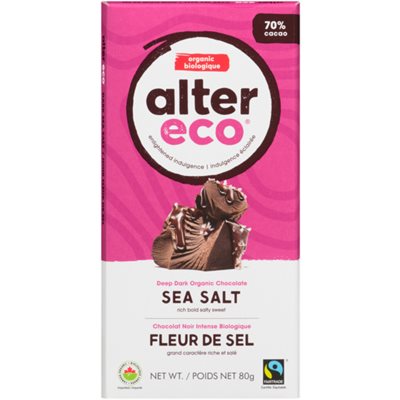 Alter Eco Chocolat Noir Intense Biologique Fleur de Sel 80 g