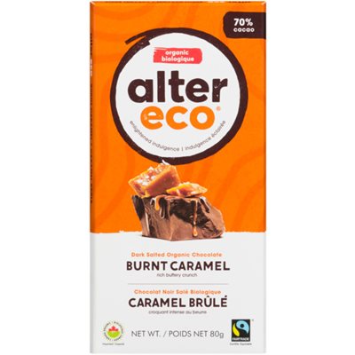 Alter Eco Dark Salted Organic Chocolate Burnt Caramel 80 g 80g