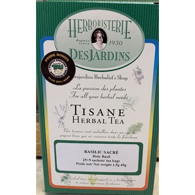 Herboristerie Desjardins Tisane De Basilic Sacré Format Boni Tau 25+5 Sachets
