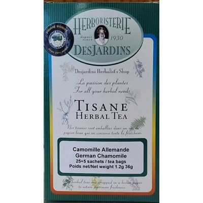 Herboristerie Desjardins German Chamomile Herbal tea Tau Bonus Format 30sachets