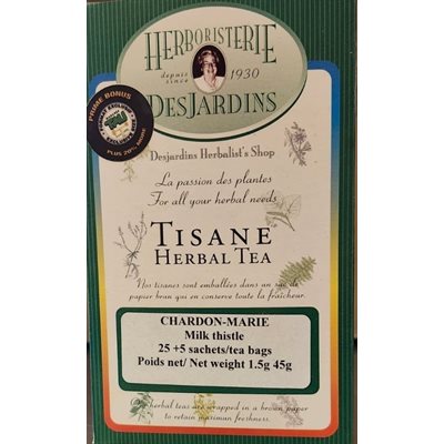 Herboristerie Desjardins Milk Thistle Herbal Tea Tau bonus format 30sachets