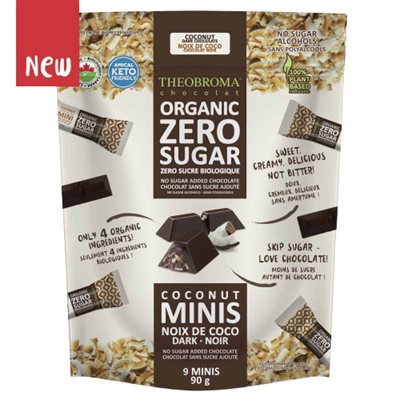 Theobroma Zero Sucre Coconut Minis Chocolat Noir Biologique