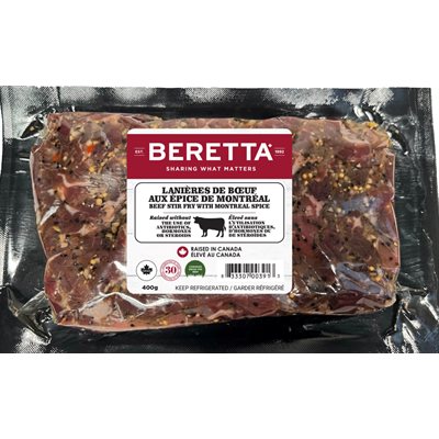 Beretta Grass fed Beef Stir Fry with Montreal Spice 400g