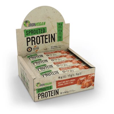 Iron Vegan Sprouted Protein Sweet and Salty Caramel 12 Protein Bar x 64 g (768 g) 