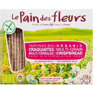 Le Pain des Fleurs Organic Multi-Grain Crispbread Rice Buckwheat Millet 150 g 150g e