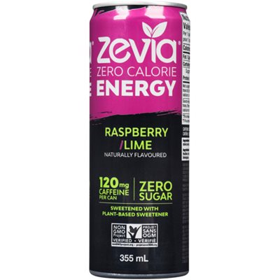 Zevia énergie Zéro Calorie Framboise / Lime 355 ml Zevia énergie Zéro Calorie Framboise / Lime 355 ml