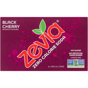 Zevia Zero Calorie Soda Black Cherry 6 Cans x 355 ml 