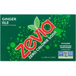 Zevia Zero Calorie Soda Ginger Ale 6 Cans x 355 ml 
