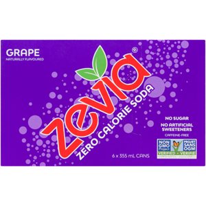 Zevia Soda Zéro Calorie Raisin 6 Canettes x 355 ml