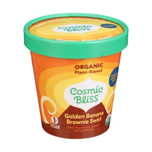 Cosmic Bliss organic vegan ice cream Golden Banana Brownie Swirl 473ml