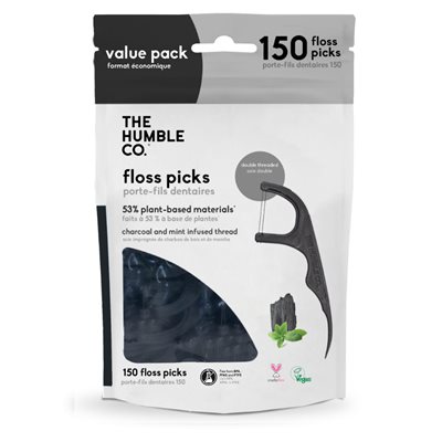 Dental Floss Picks Charcoal Mint value pack 150un