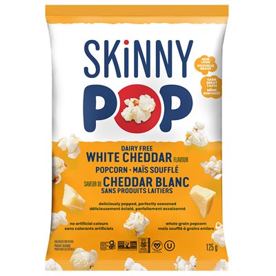 Skinny Pop Mais Soufflé Saveur de Cheddar Blanc 125 g Skinny Pop Mais Soufflé Saveur de Cheddar Blanc 125 g