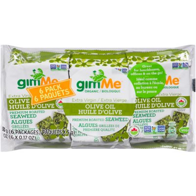 GimMe Biologique Algues Grillées de Premiére Qualité Huile d'Olive Extra Vierge 6 Paquets x 5 g (30 g)