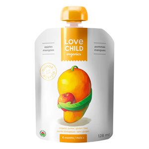 Love Child Organics Purée Biologique Pommes, Mangues 6 Mois+ 128 ml