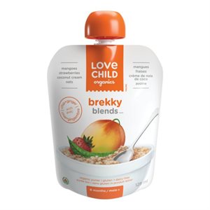 Love Child Organics Purée Biologique Mangues, Fraises + Créme de Noix de Coco 6 Mois + 128 ml