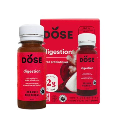 Dose Digestion aux probiotiques, thé au gingembre et au rooibos 4x60ml Dose Digestion aux probiotiques, thé au gingembre et au rooibos 4x60ml
