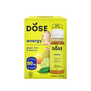 Dose Shot énergie Gingembre Lime Guayusa 4X60Ml