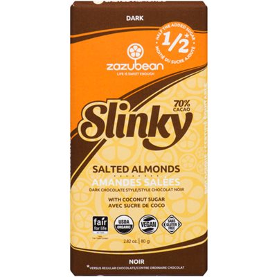 Zazubean Slinky Dark Chocolate Style Salted Almonds 80 g