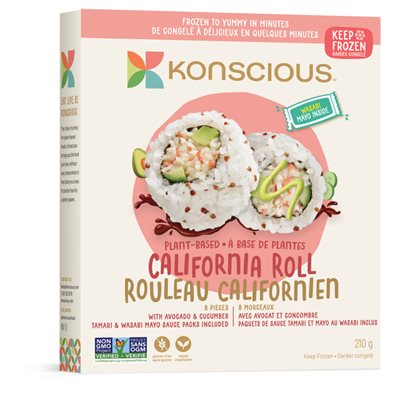 KONSCIOUS FOODS CALIFORNIA ROLL À BASE DE PLANTES 210G  