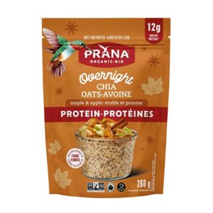 Prana Gruau Protéine biologique avec Avoine et chia - Saveur érable et pomme 260 g