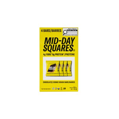 Mid Day Squares Cookie Dough functional chocolate bar 4 Pack 