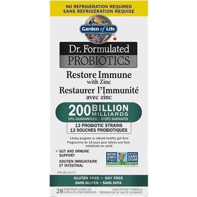 Garden of Life Restore Immune with Zinc Probiotics-200billion CFU 28un