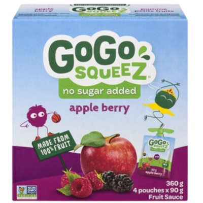 Gogo Squeez Compote de fruits Pomme Baies en sachets de 4 x 90 g