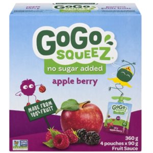 Gogo Squeez Compote de fruits Pomme Baies en sachets de 4 x 90 g