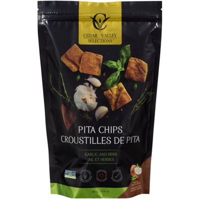 Cedar Valley Selections Pita Chips Garlic and Herb 180 g 180g