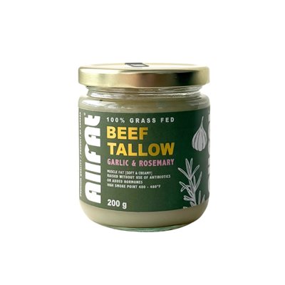 Allfat - Beef Tallow - Garlic And Rosemary - 200G  Allfat - Beef Tallow - Garlic And Rosemary - 200G