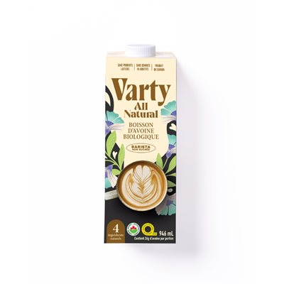 Varty Boisson Avoine Barista Non Sucrée Bio 946Ml